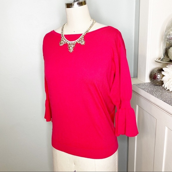 Ralph Lauren Pink Flounce Sleeve Knit Sweater Nwt - Picture 4 of 9